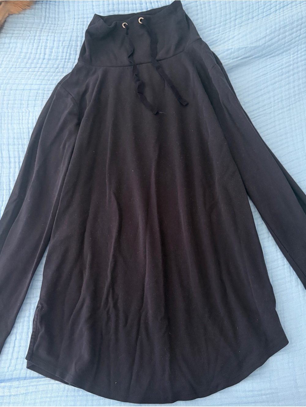 Ann Taylor Dark Navy Cowl Neck Drawstring Tunic Top XS